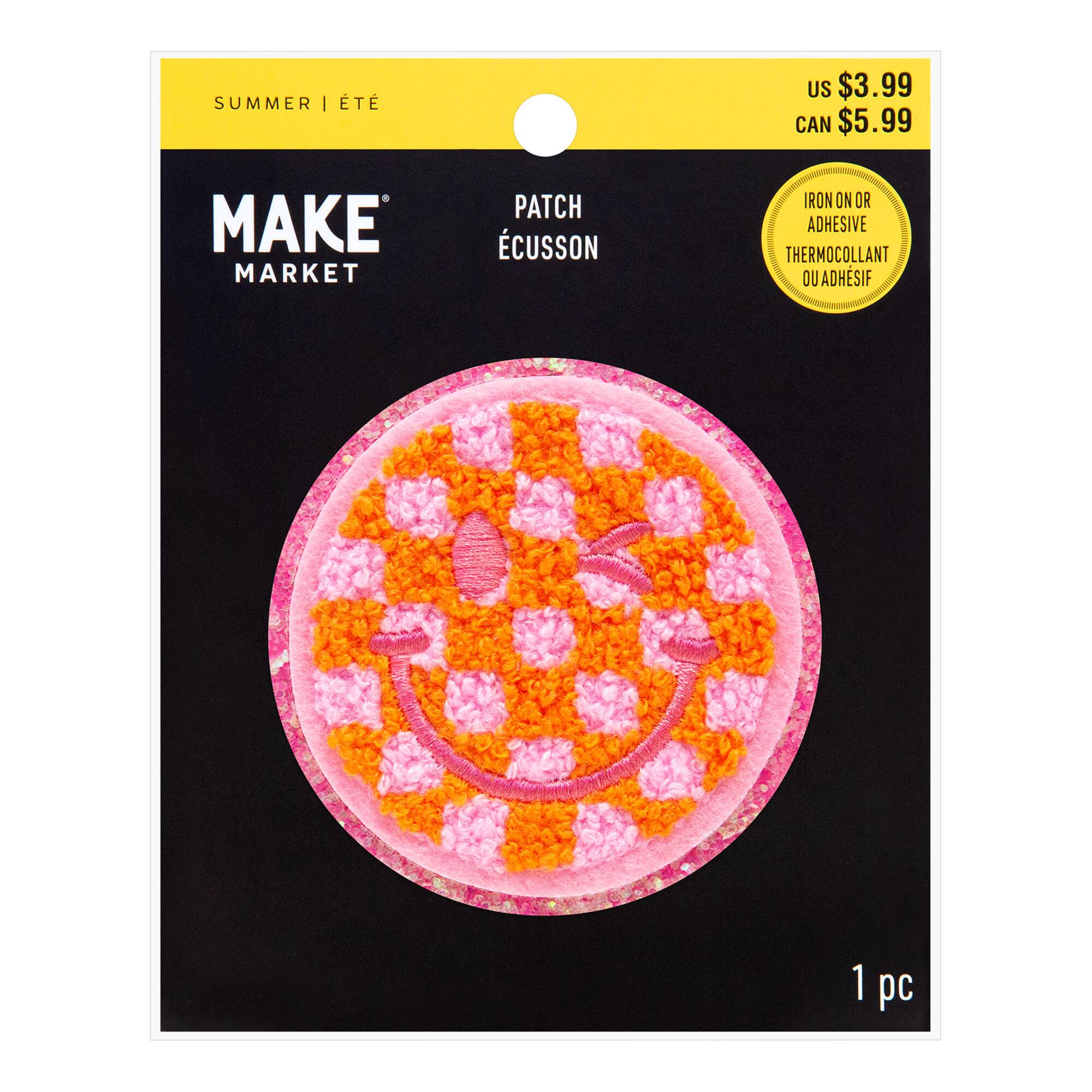 Summer Checker Smiley Iron-On & Adhesive Embroidered Patch by Make Market®